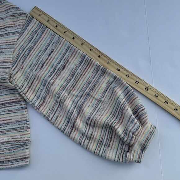 Madewell Womens Bubble Sleeve Sweater Crop Top Rainbow Stripe AI240 XXS - Picture 10 of 10